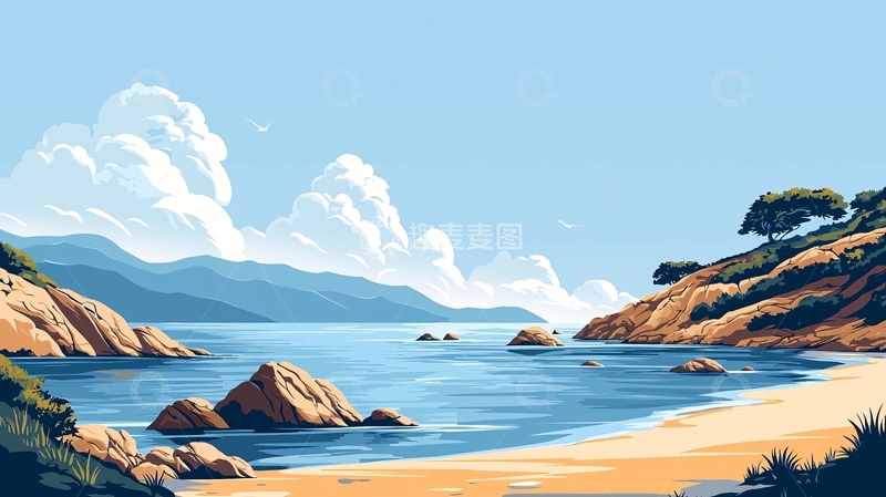 高清大图下载【趣麦麦图】宁静海湾的写意风景