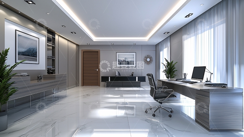 高清大图下载【趣麦麦图】现代简约灰色系高级商务办公室
