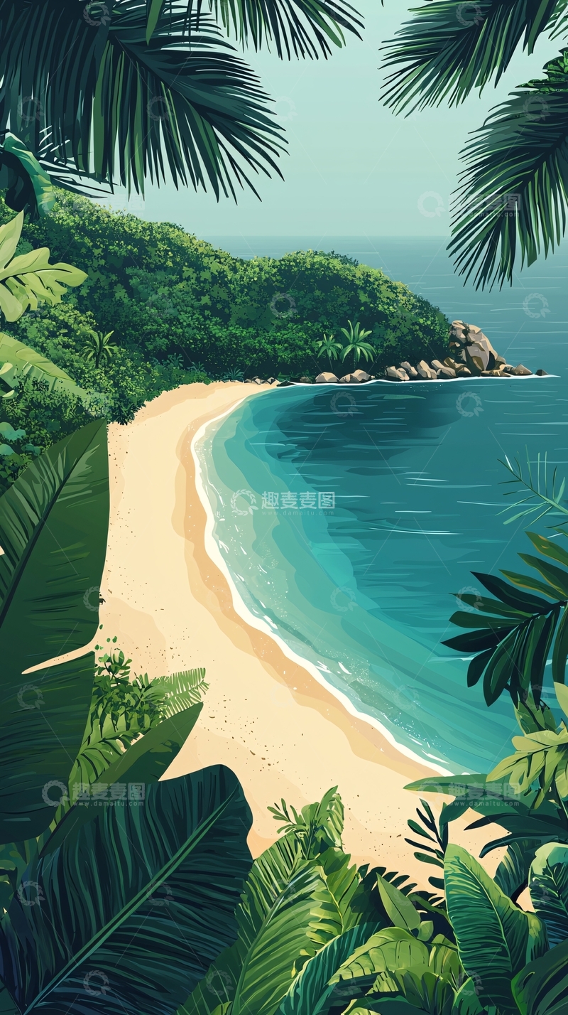 高清大图下载【趣麦麦图】热带海滩的宁静景色