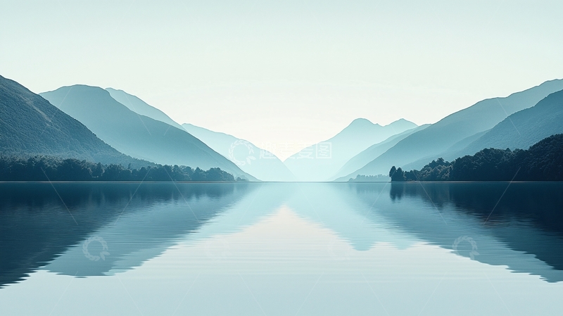 高清大图下载【趣麦麦图】宁静湖面山脉倒影