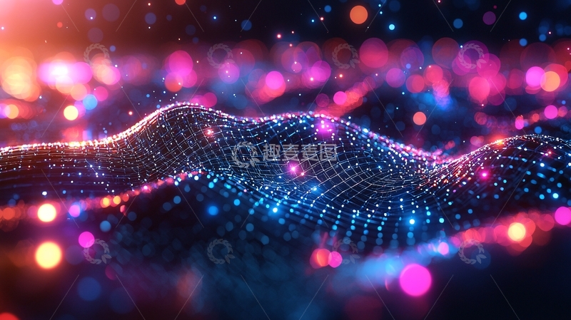 高清大图下载【趣麦麦图】抽象粒子波浪光效背景