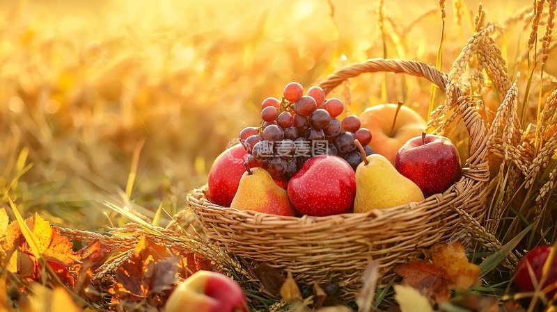 高清大图下载【趣麦麦图】秋日田野水果篮