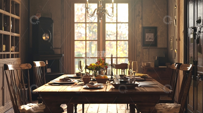 高清大图下载【趣麦麦图】复古乡村风格餐厅
