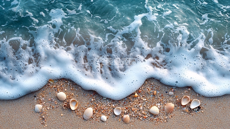 高清大图下载【趣麦麦图】海浪拍打沙滩的场景