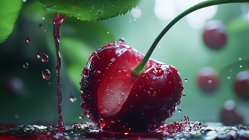 雨中切开的红樱桃