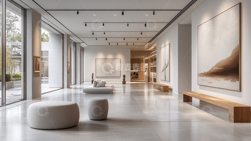 高清大图下载【趣麦麦图】明亮宽敞的现代艺术画廊