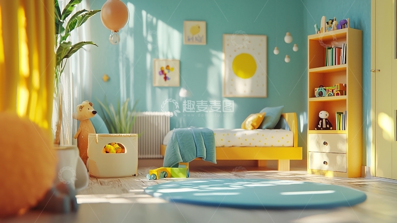 高清大图下载【趣麦麦图】阳光明媚的儿童卧室