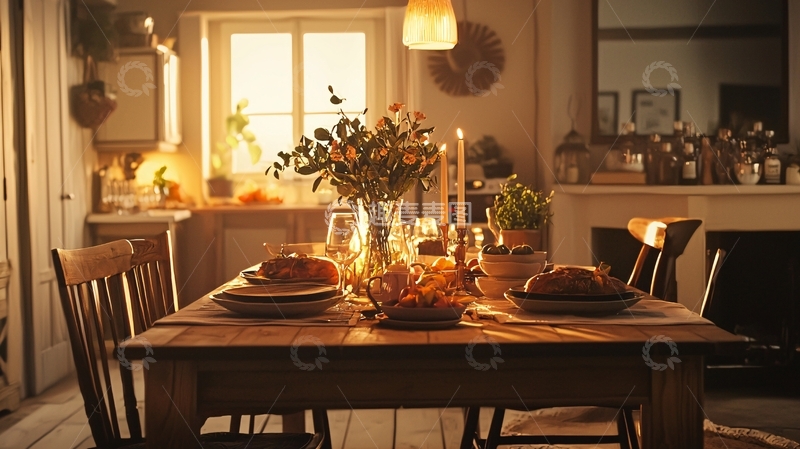 高清大图下载【趣麦麦图】温暖的乡村风格餐桌