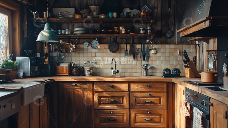 高清大图下载【趣麦麦图】原木厨房