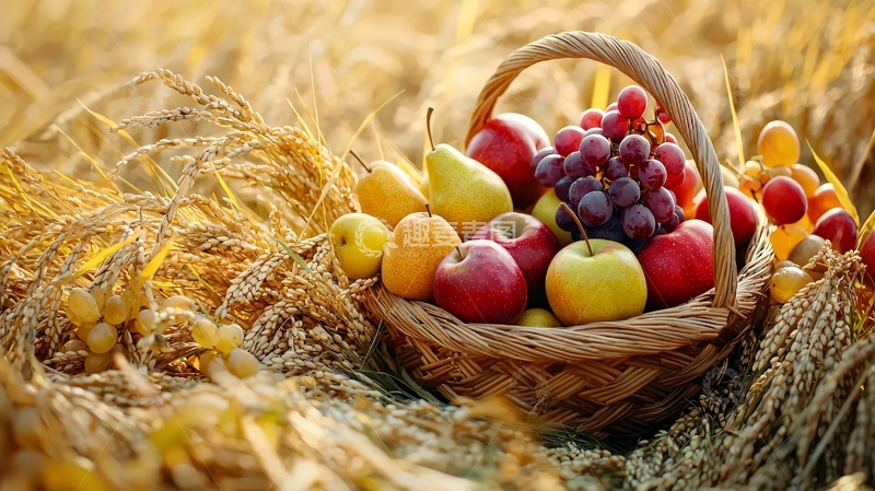 高清大图下载【趣麦麦图】秋天丰收的水果篮