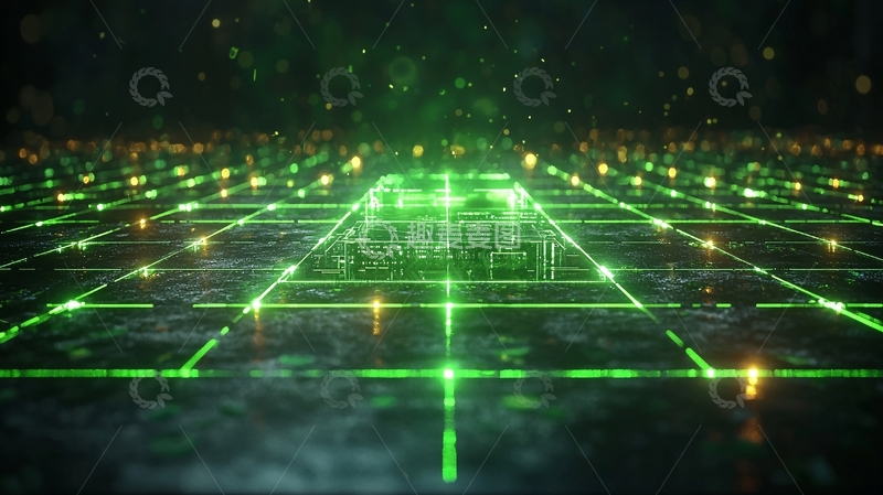 高清大图下载【趣麦麦图】绿色科技感的电路板背景