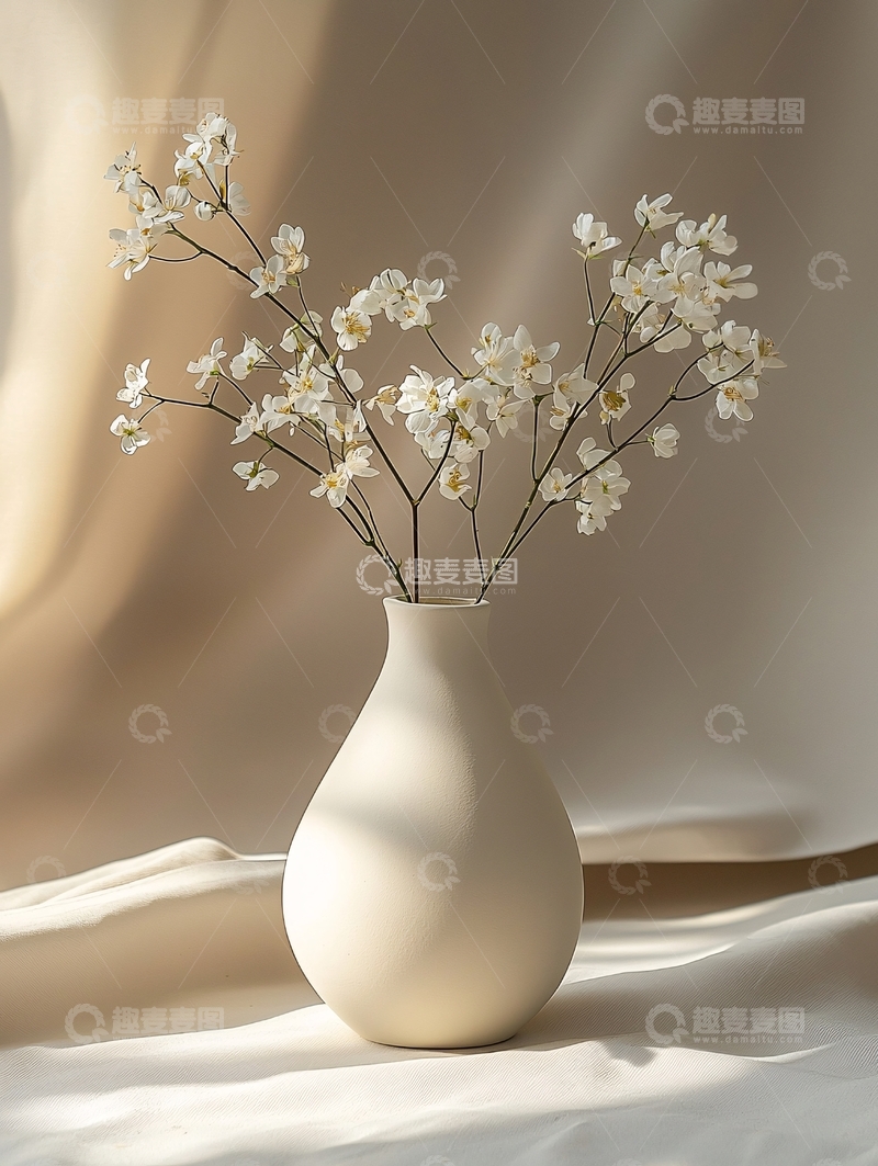 高清大图下载【趣麦麦图】白色小花瓶的静物