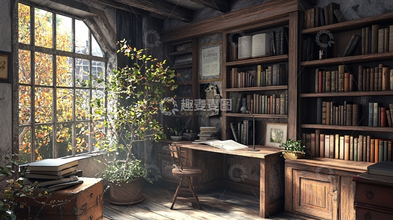 高清大图下载【趣麦麦图】复古书房