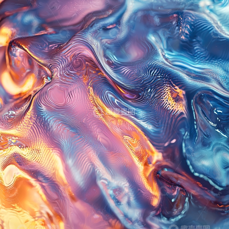 高清大图下载【趣麦麦图】流动的彩色金属