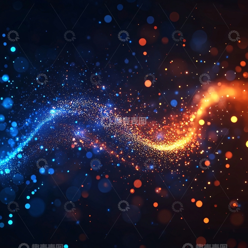 高清大图下载【趣麦麦图】蓝色橙色星光粒子波