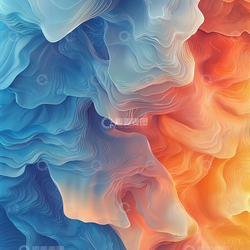 高清大图下载【趣麦麦图】蓝色橙色渐变流动纹理