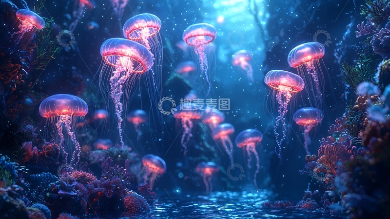 高清大图下载【趣麦麦图】梦幻水母群