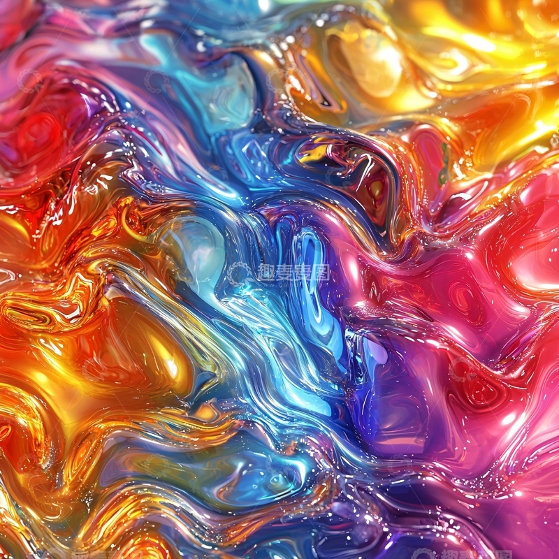 高清大图下载【趣麦麦图】彩虹色流动液体表面