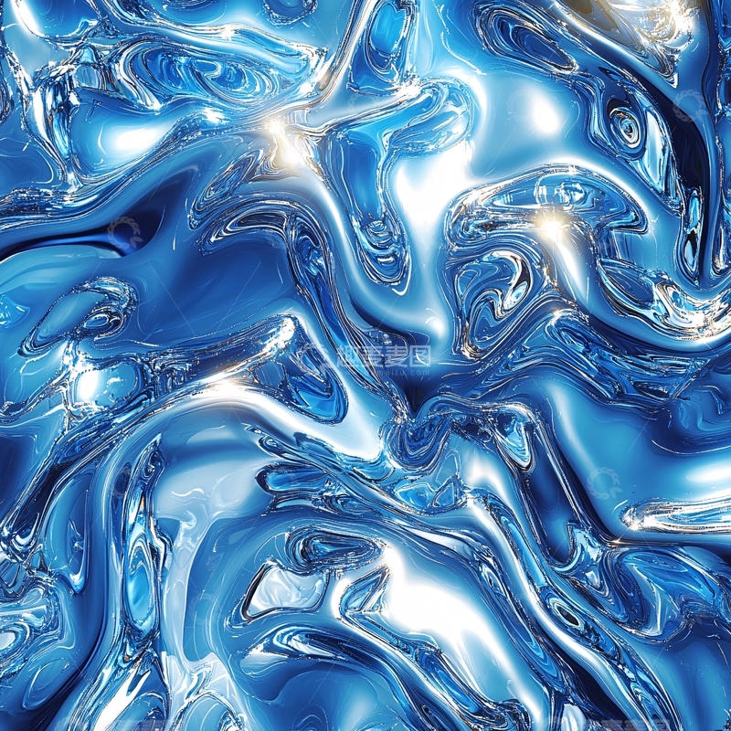 高清大图下载【趣麦麦图】蓝色液体金属质感