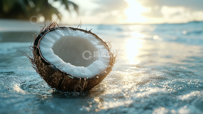 高清大图下载【趣麦麦图】海滩上的椰子