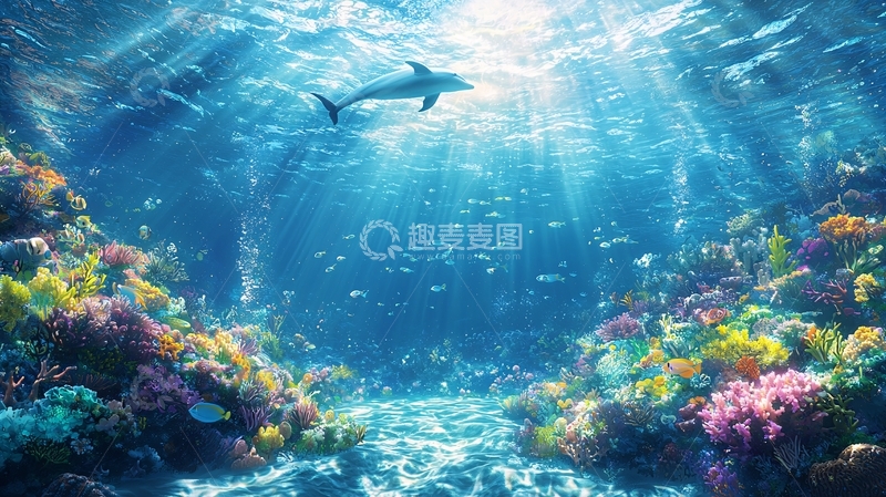 高清大图下载【趣麦麦图】阳光穿透水面