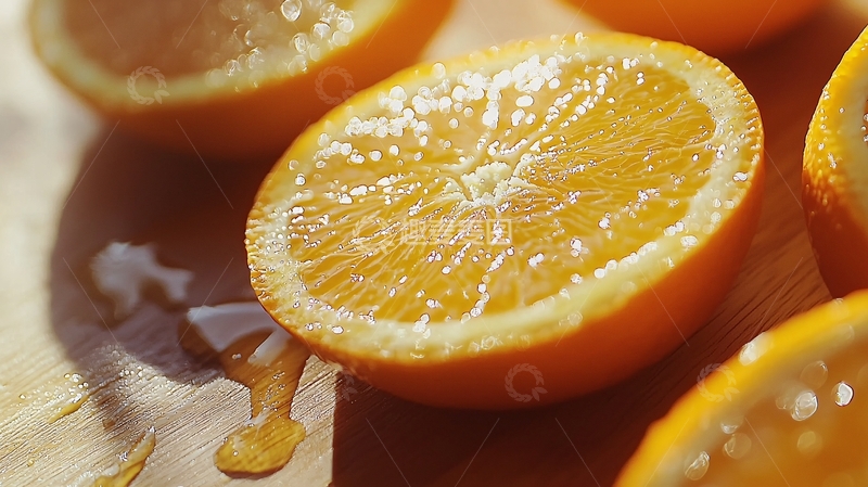 高清大图下载【趣麦麦图】新鲜橙子切片特写