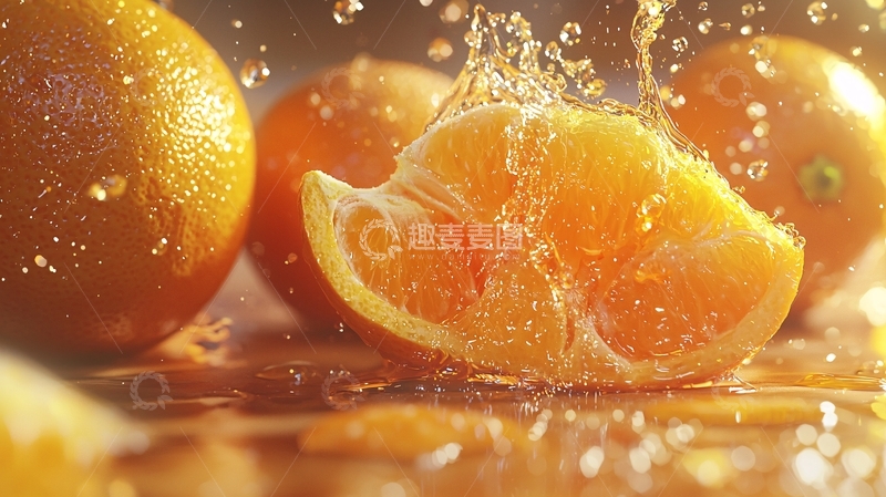 高清大图下载【趣麦麦图】新鲜橙子汁水四溅
