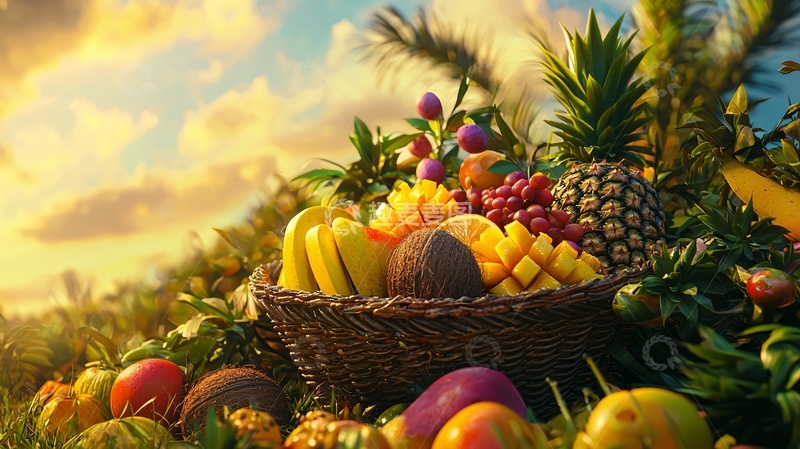 高清大图下载【趣麦麦图】热带水果篮