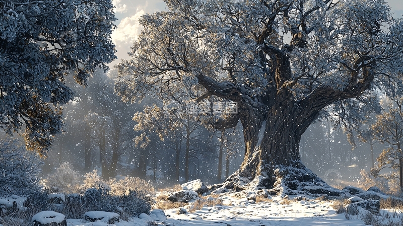 高清大图下载【趣麦麦图】白雪覆盖的树