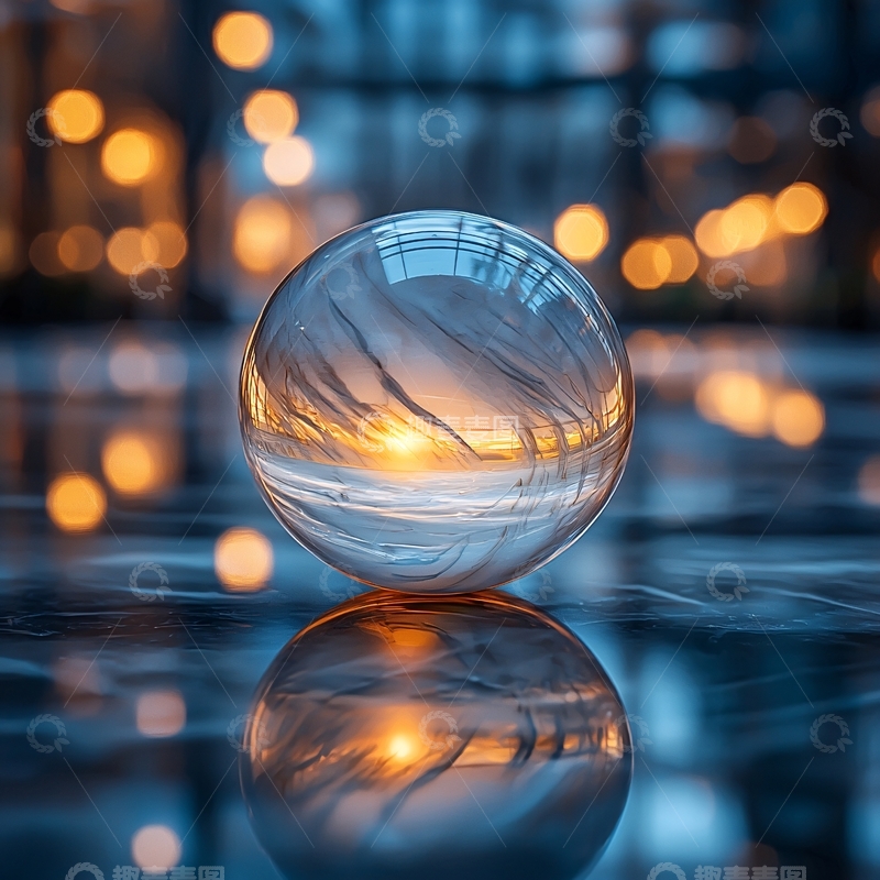 高清大图下载【趣麦麦图】水晶球里的城市倒影