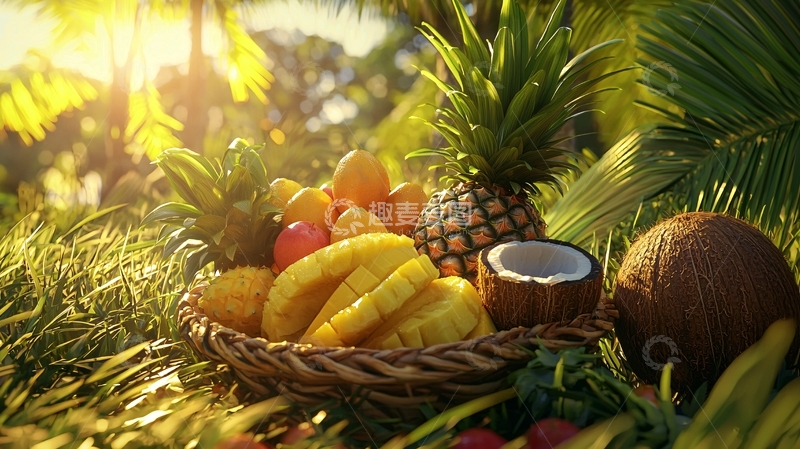 高清大图下载【趣麦麦图】热带水果篮