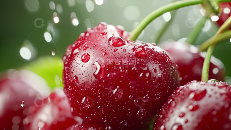 高清大图下载【趣麦麦图】水珠沾湿的红樱桃