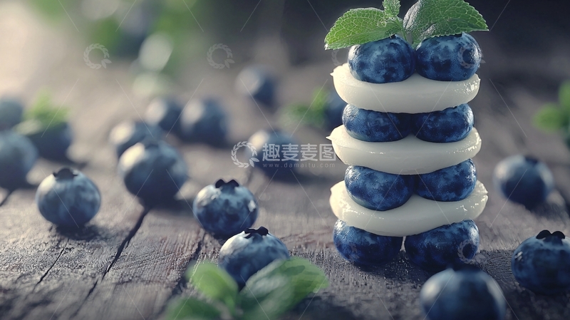 高清大图下载【趣麦麦图】蓝莓奶油堆叠