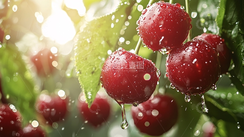 高清大图下载【趣麦麦图】红樱桃树上鲜艳果实