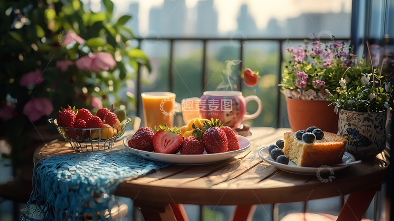 高清大图下载【趣麦麦图】阳台早餐