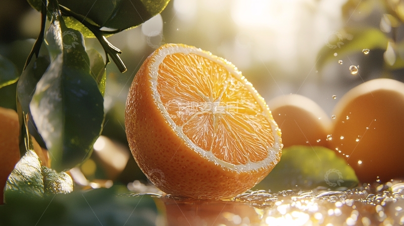 高清大图下载【趣麦麦图】阳光下新鲜橙子切面