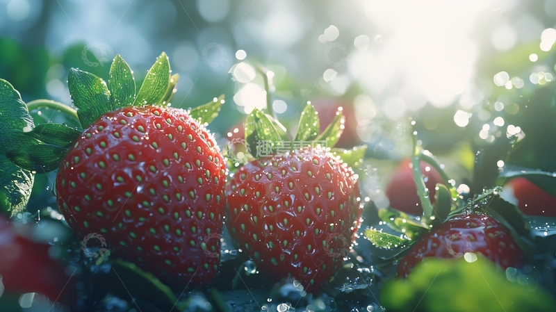 高清大图下载【趣麦麦图】阳光下新鲜草莓