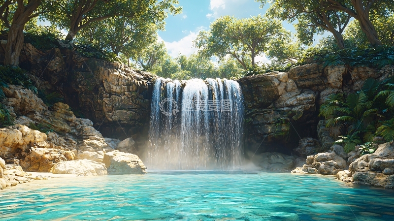 高清大图下载【趣麦麦图】壮丽的瀑布倾泻而下