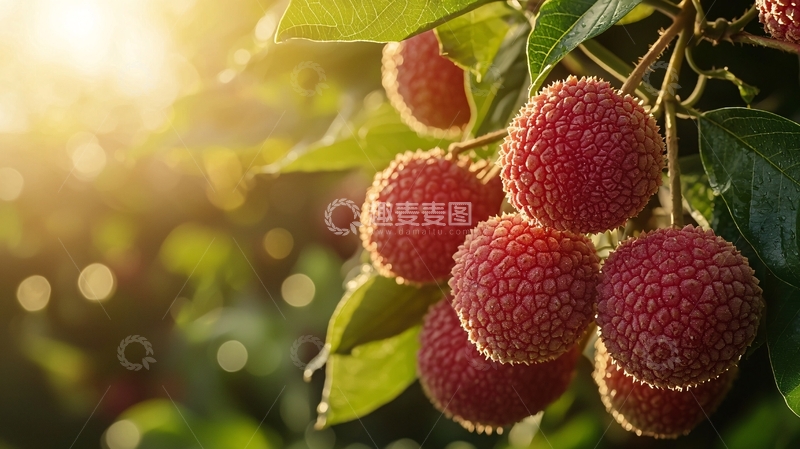 高清大图下载【趣麦麦图】阳光下枝头成熟荔枝