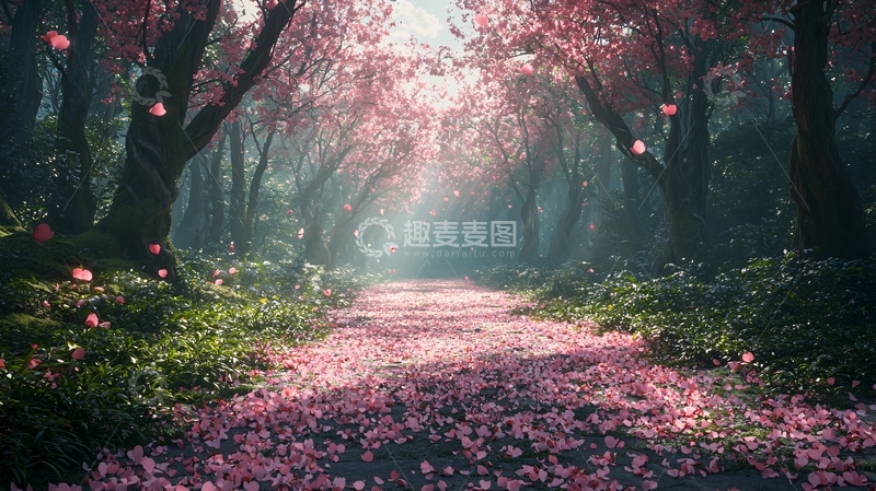 高清大图下载【趣麦麦图】樱花树下的浪漫小路