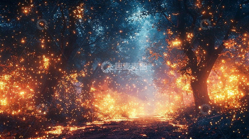 高清大图下载【趣麦麦图】梦幻森林夜景