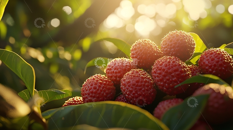 高清大图下载【趣麦麦图】阳光下枝头成熟红荔枝