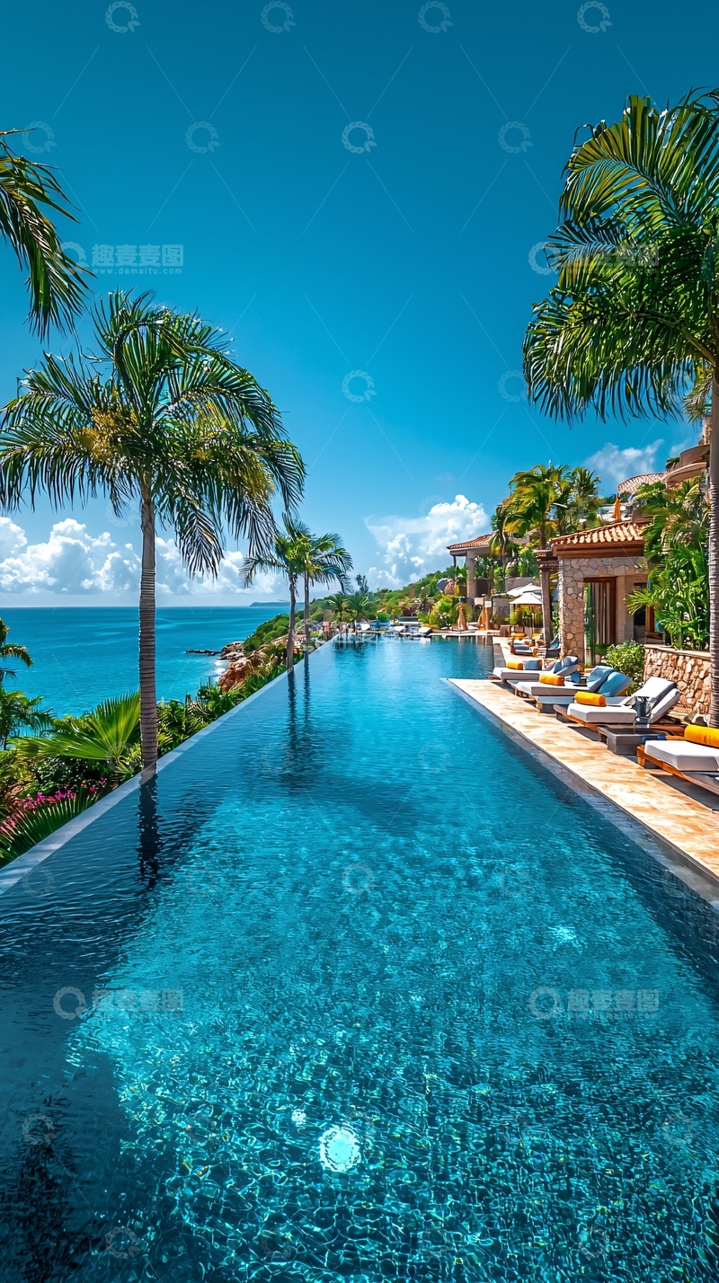 高清大图下载【趣麦麦图】豪华度假泳池海景