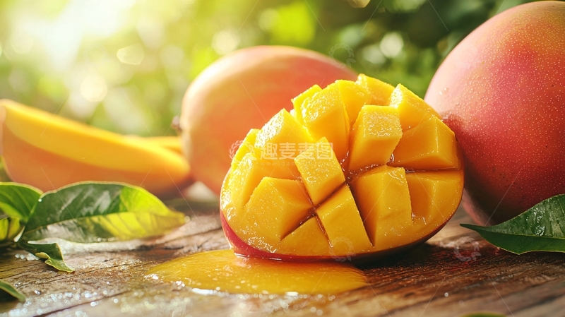 高清大图下载【趣麦麦图】阳光下切开的芒果