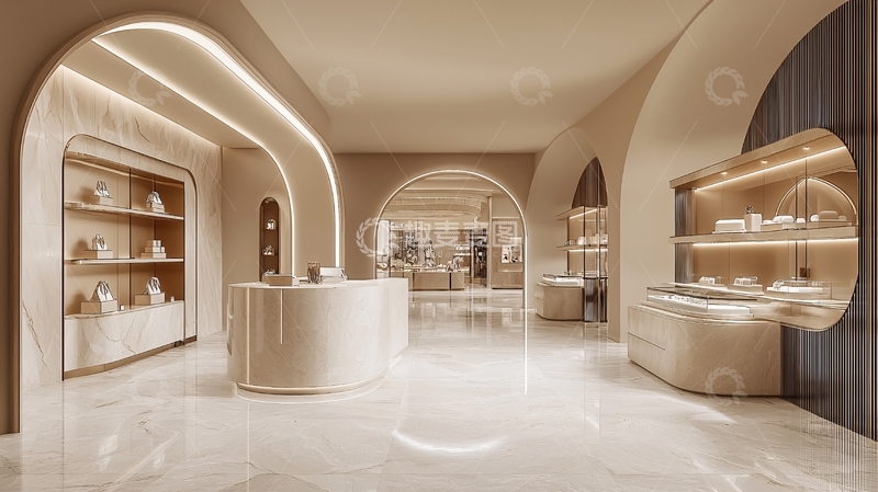 高清大图下载【趣麦麦图】极简米色调商店内部