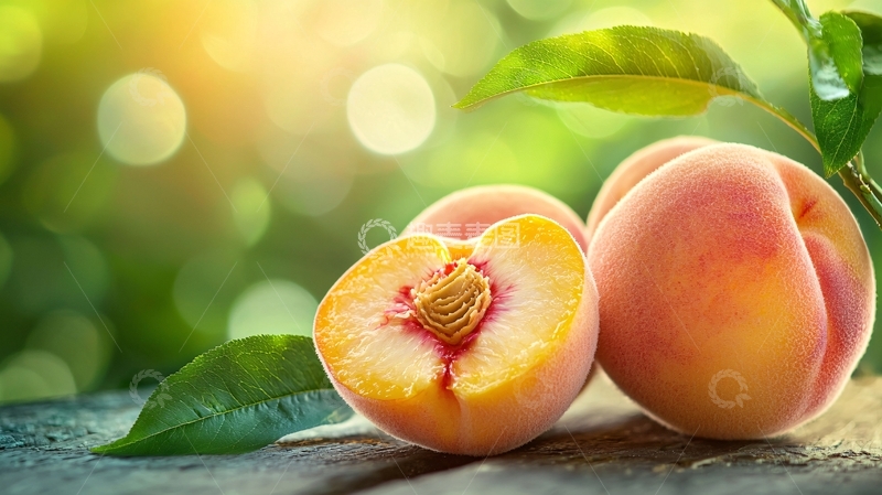 高清大图下载【趣麦麦图】阳光下新鲜水蜜桃