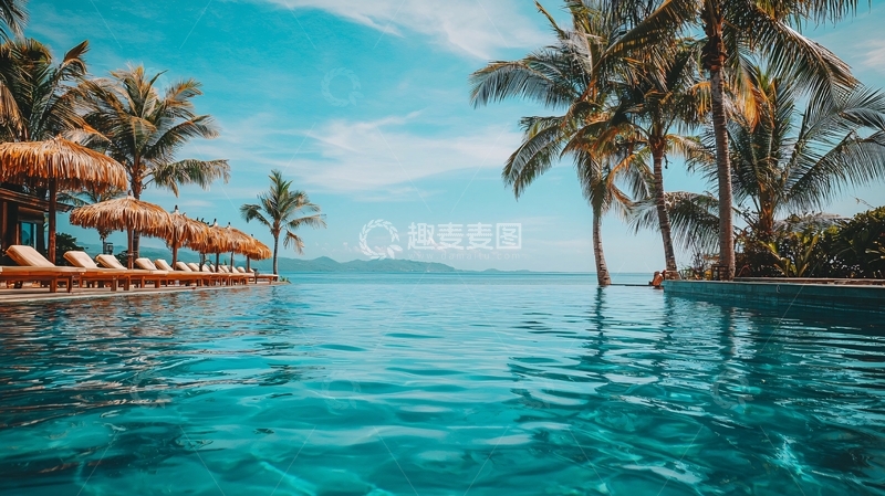 高清大图下载【趣麦麦图】热带度假泳池风光