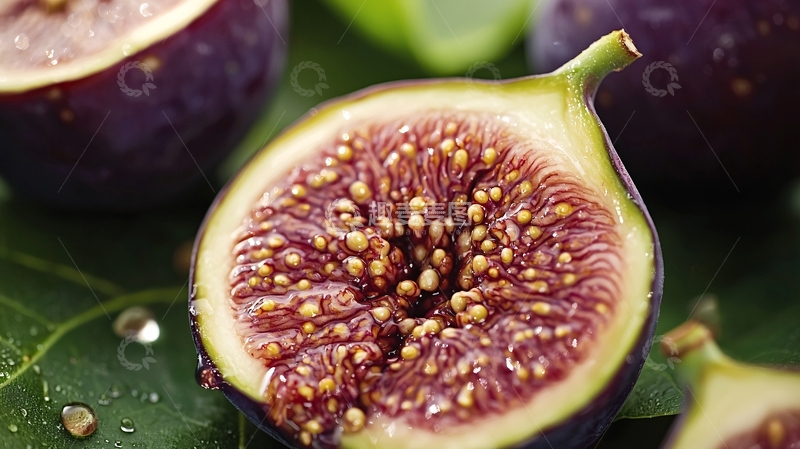 高清大图下载【趣麦麦图】新鲜紫红色的无花果切面特写