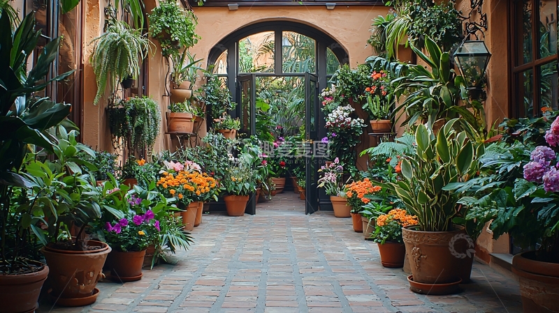 高清大图下载【趣麦麦图】植物环绕的庭院小径