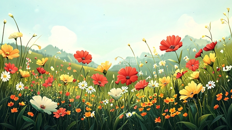 高清大图下载【趣麦麦图】鲜花盛开的田野